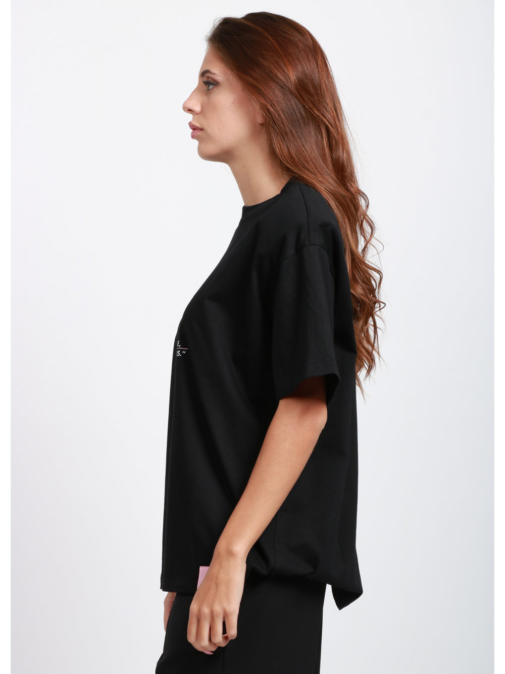 TWENTY FOURHAITCH T-Shirt Pola Gircollo in Cotone Nera con Scritta Nero