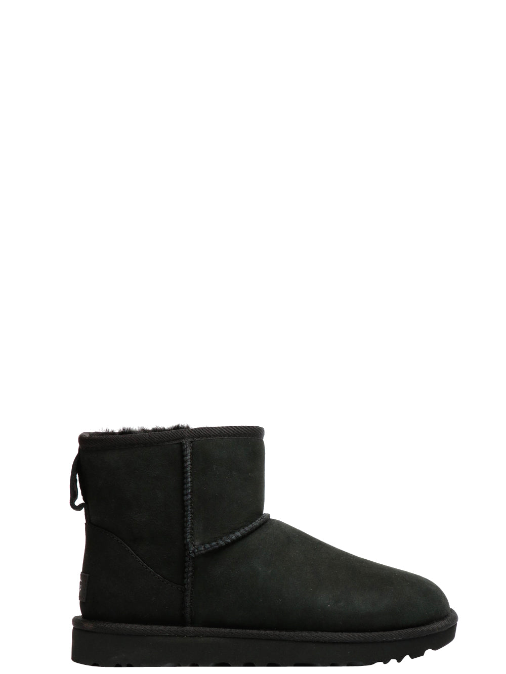 UGG Stivali Classic Mini II in Suede Neri con Imbottitura in Lana Nero