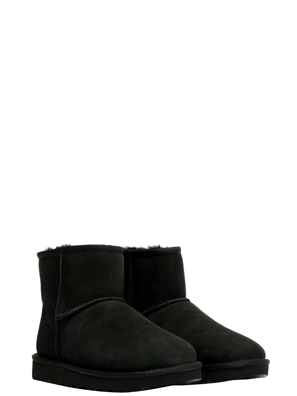 UGG Stivali Classic Mini II in Suede Neri con Imbottitura in Lana Nero