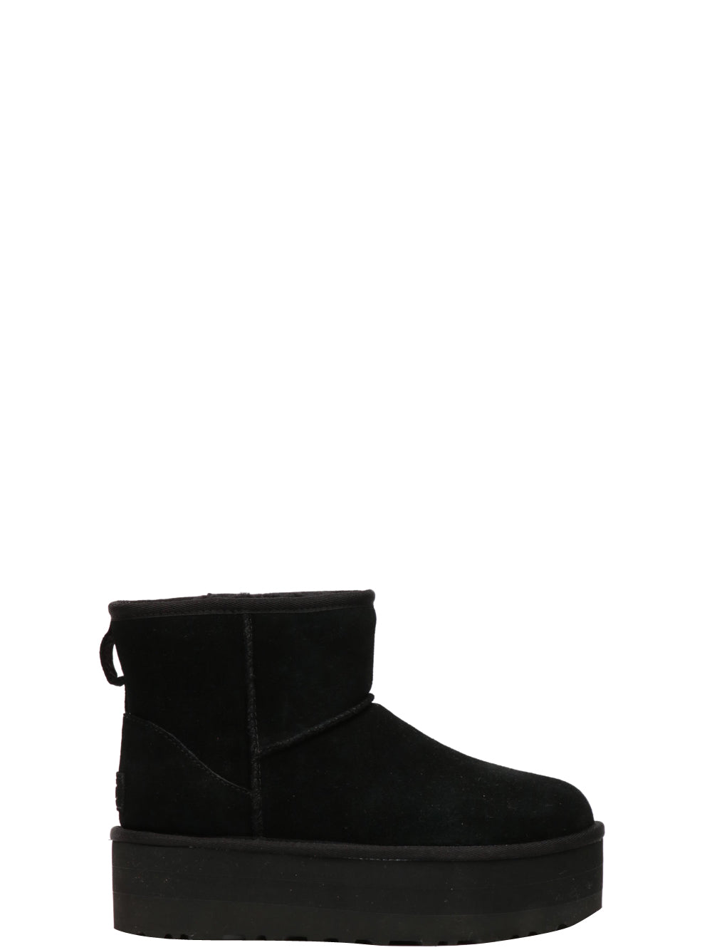 UGG Stivali Classic Mini Platform in Suede Neri con Imbottitura in Lana Nero