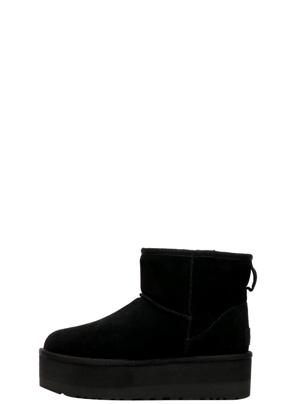 UGG Stivali Classic Mini Platform in Suede Neri con Imbottitura in Lana Nero