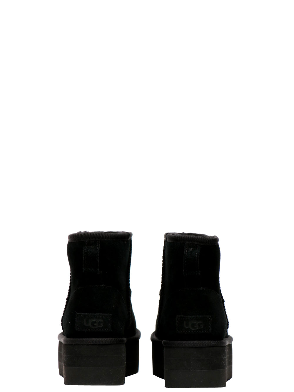 UGG Stivali Classic Mini Platform in Suede Neri con Imbottitura in Lana Nero