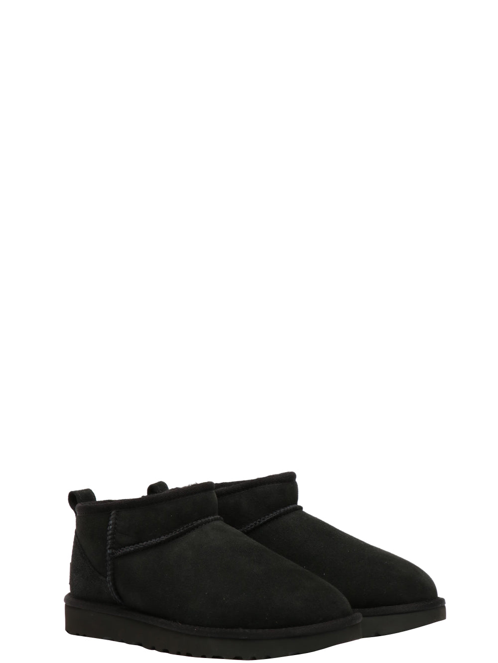 UGG Stivali Classic Ultra Mini in Suede Neri con Imbottitura in Lana Nero