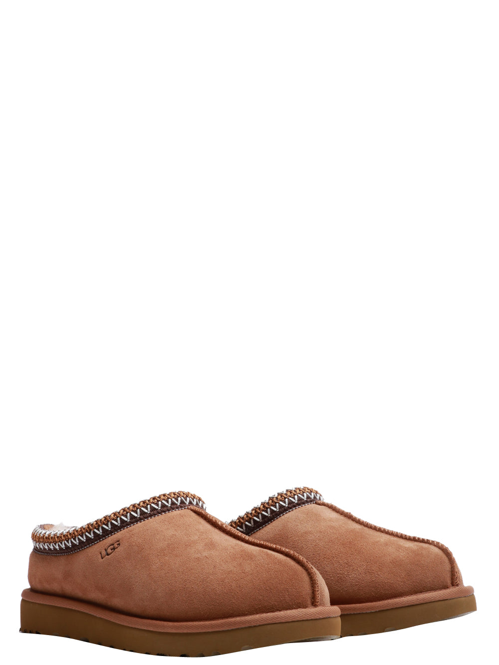 UGG Scarpe Slippers Tasman in Suede Nocciola con Imbottitura in Lana Nocciola