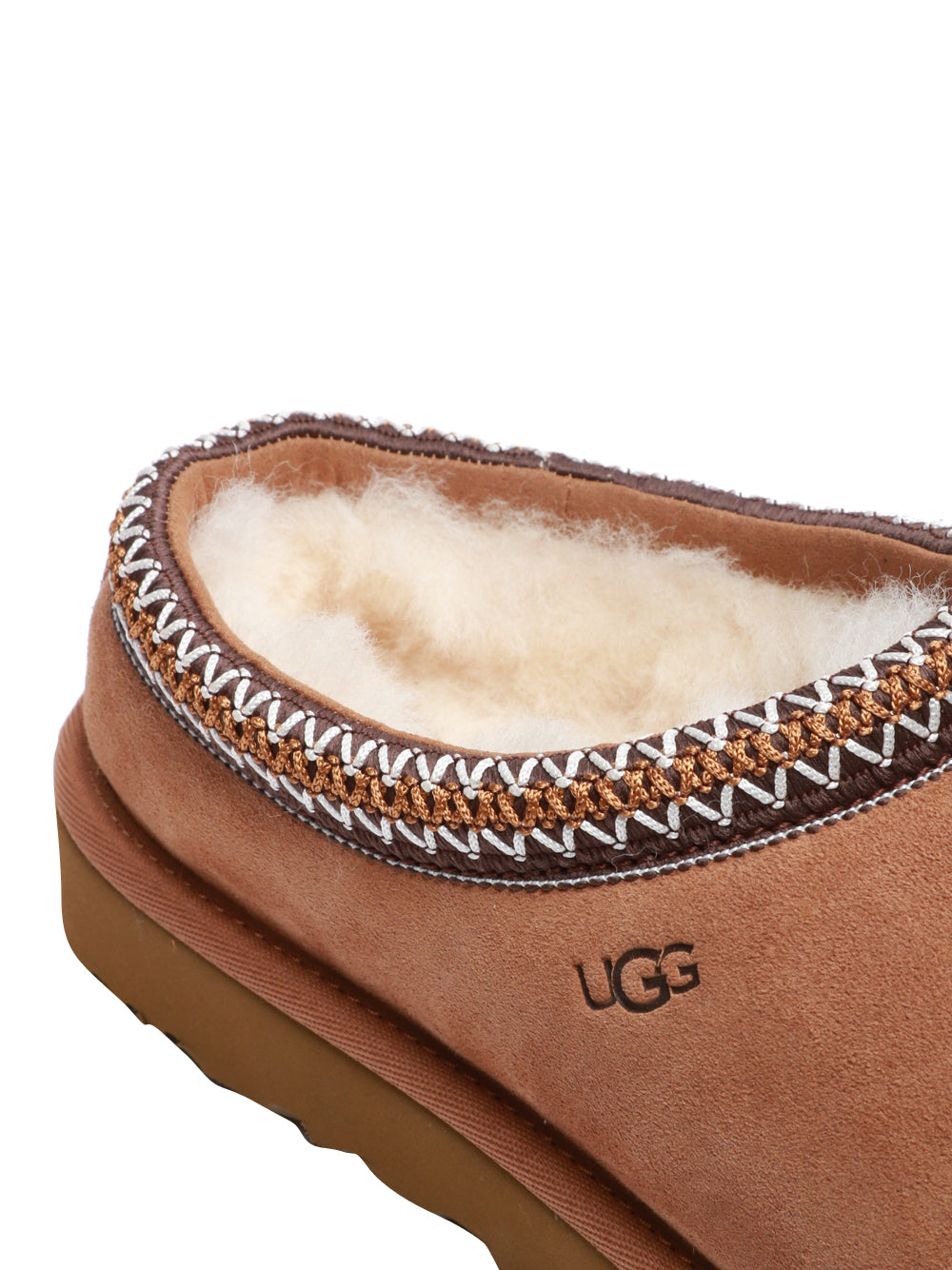 UGG Scarpe Slippers Tasman in Suede Nocciola con Imbottitura in Lana Nocciola