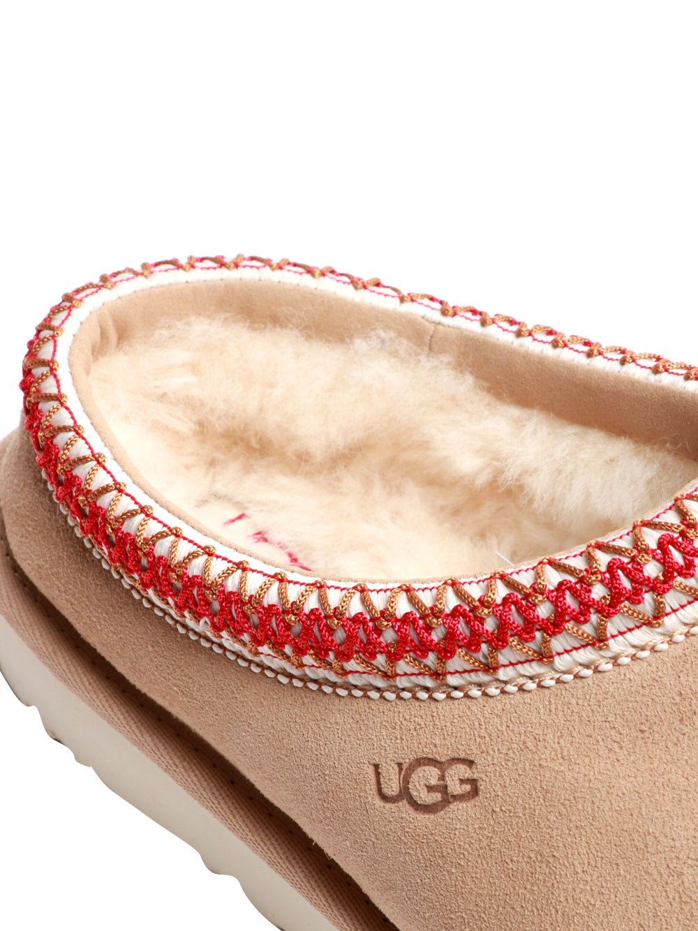 UGG Scarpe Slippers Tasman in Suede Sabbia con Imbottitura in Lana Sabbia