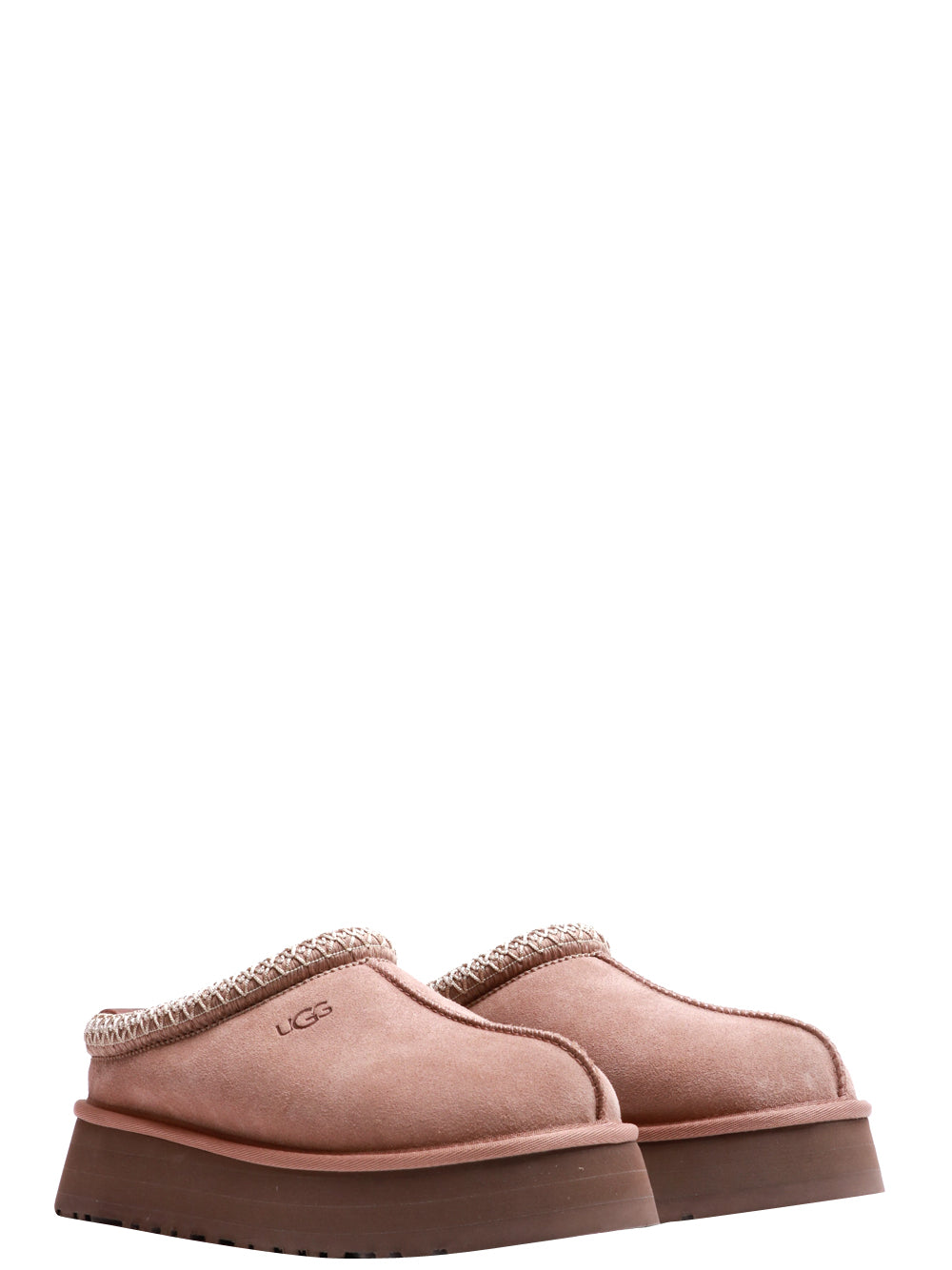 UGG Scarpe Slippers Tazz in Suede Tortora con Imbottitura in Lana Cipria