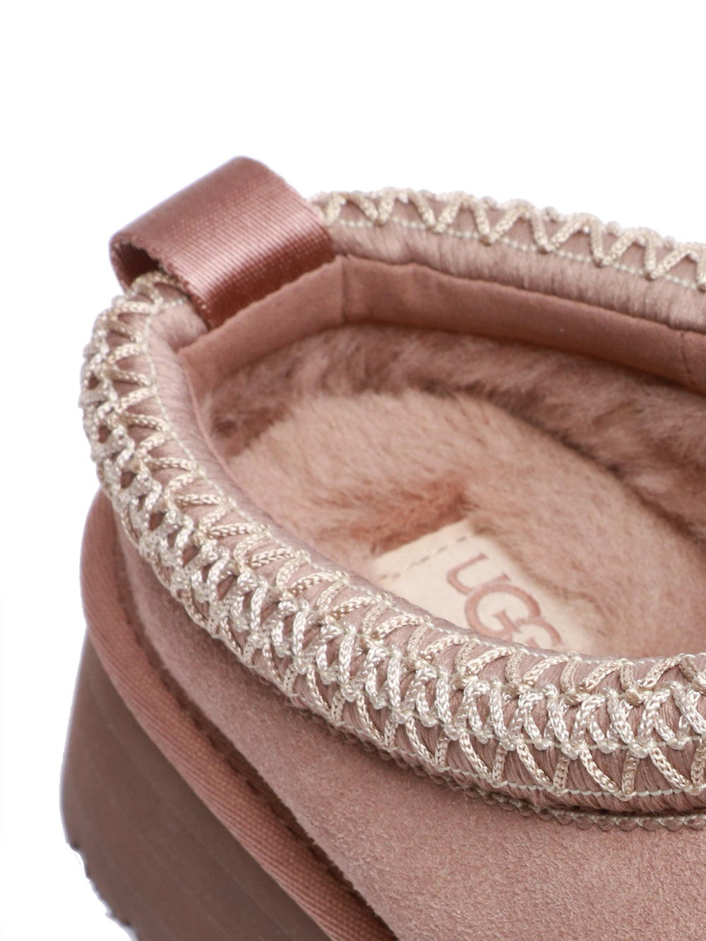 UGG Scarpe Slippers Tazz in Suede Tortora con Imbottitura in Lana Cipria