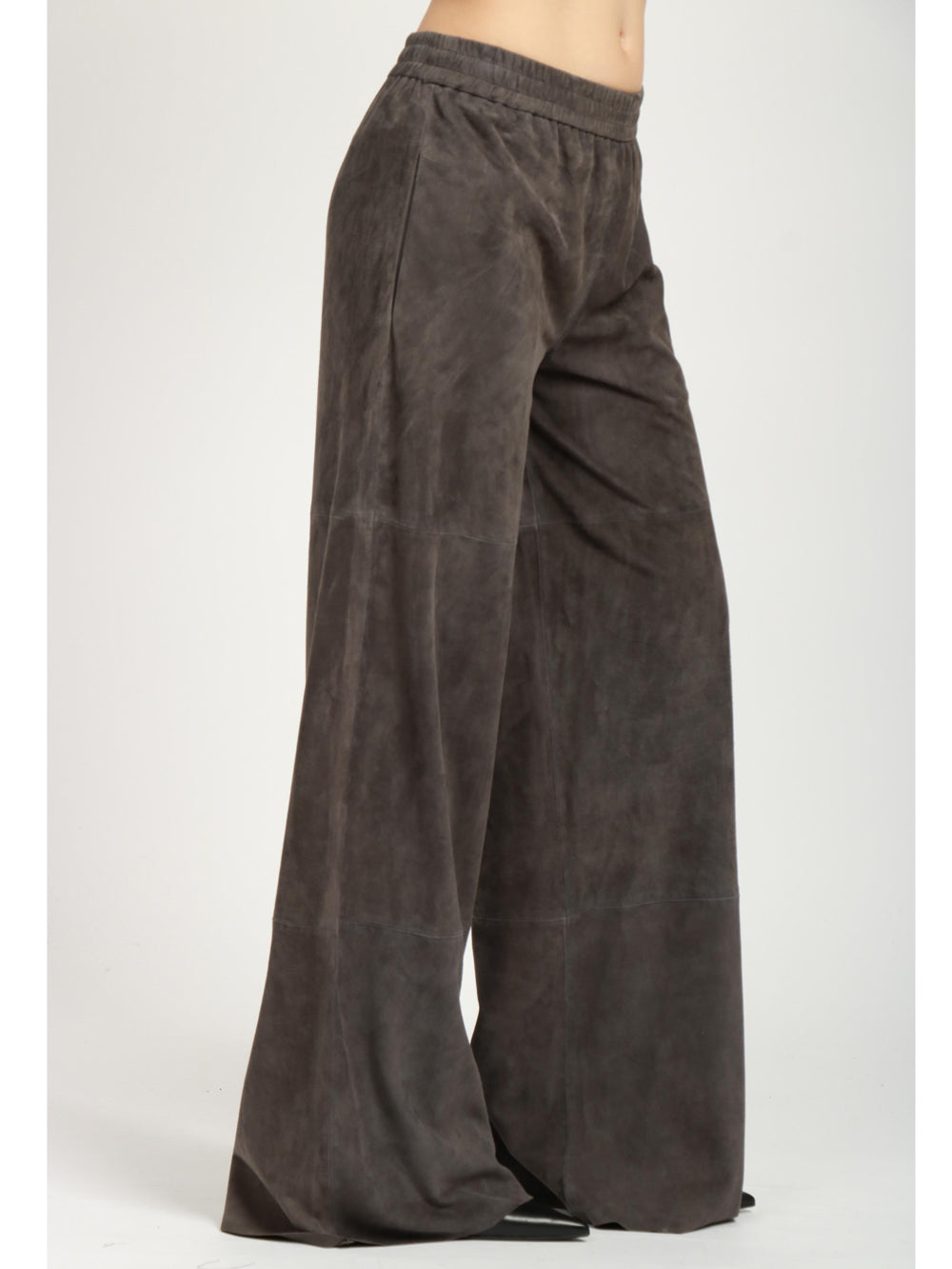 VIA MASINI 80 Pantaloni Corso Europa in Pelle Scamosciata Grigi Grigio