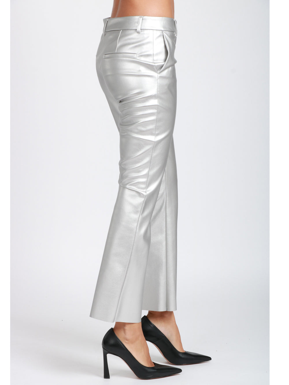 VIA MASINI 80 Pantaloni Corso Firenze T a Trombetta Laminato Argento Argento