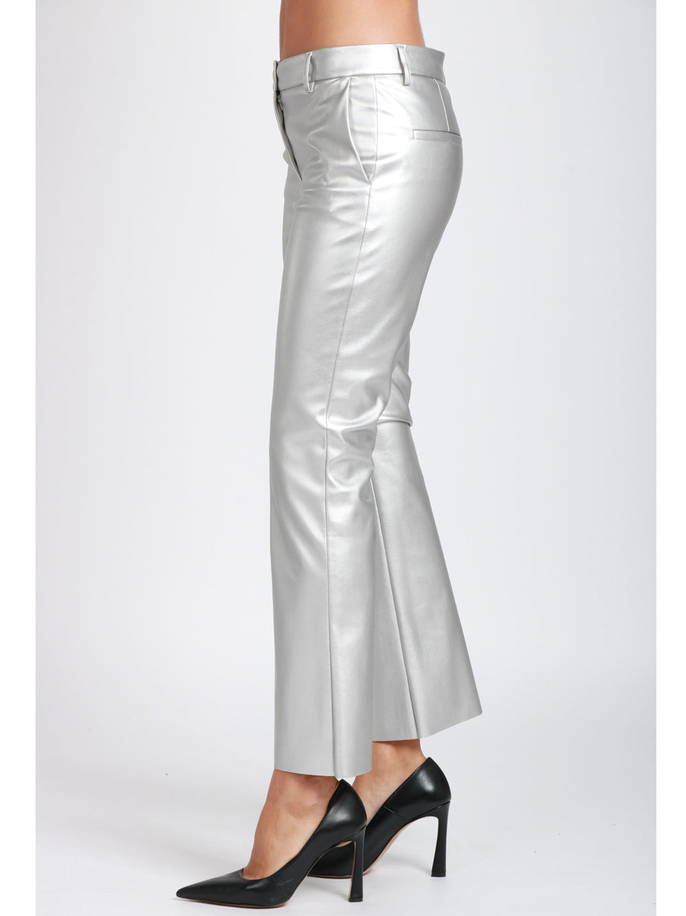 VIA MASINI 80 Pantaloni Corso Firenze T a Trombetta Laminato Argento Argento