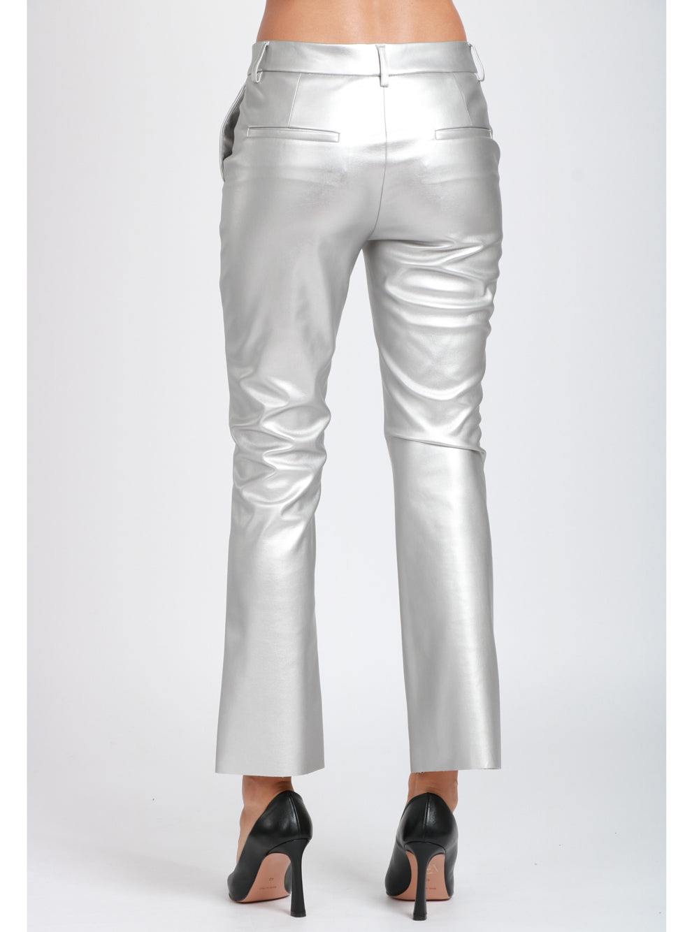 VIA MASINI 80 Pantaloni Corso Firenze T a Trombetta Laminato Argento Argento