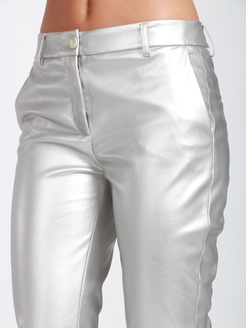 VIA MASINI 80 Pantaloni Corso Firenze T a Trombetta Laminato Argento Argento