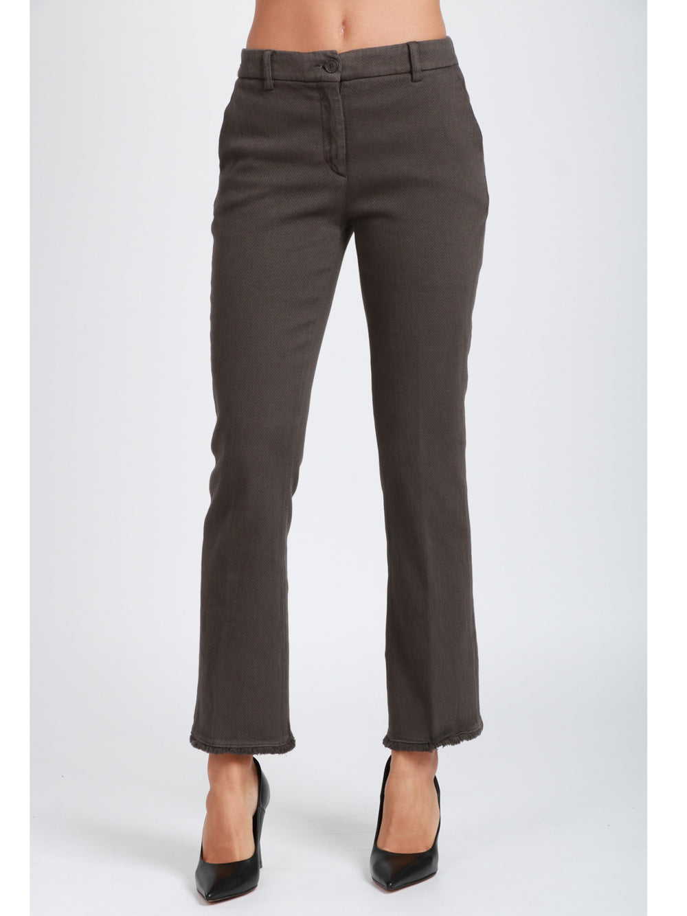 VIA MASINI 80 Pantaloni Corso Firenze T a Trombetta in Cotone Testa di Moro Testa di moro