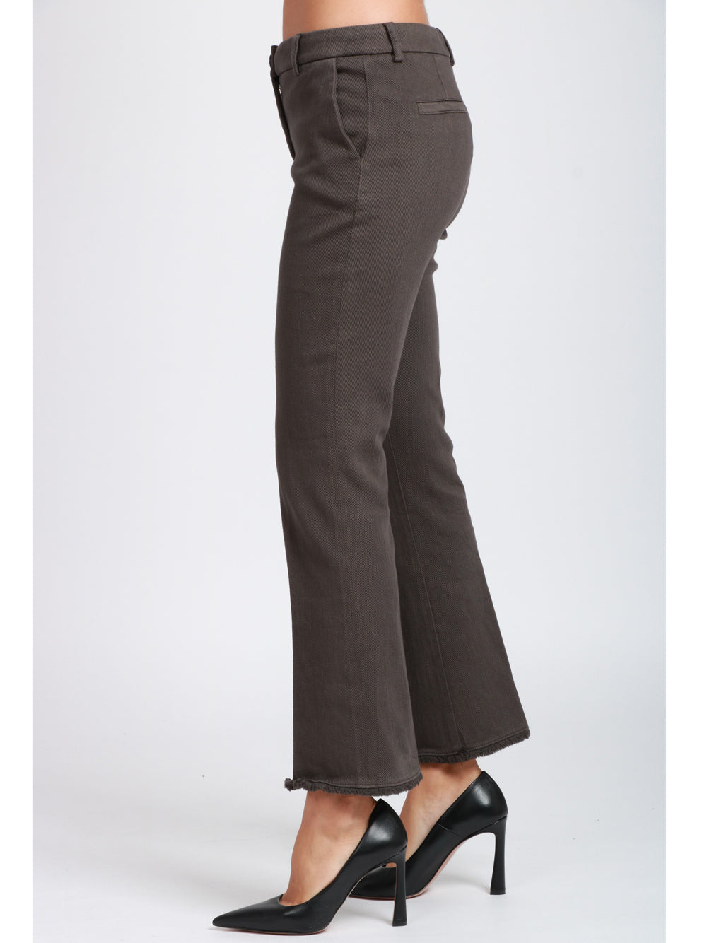 VIA MASINI 80 Pantaloni Corso Firenze T a Trombetta in Cotone Testa di Moro Testa di moro