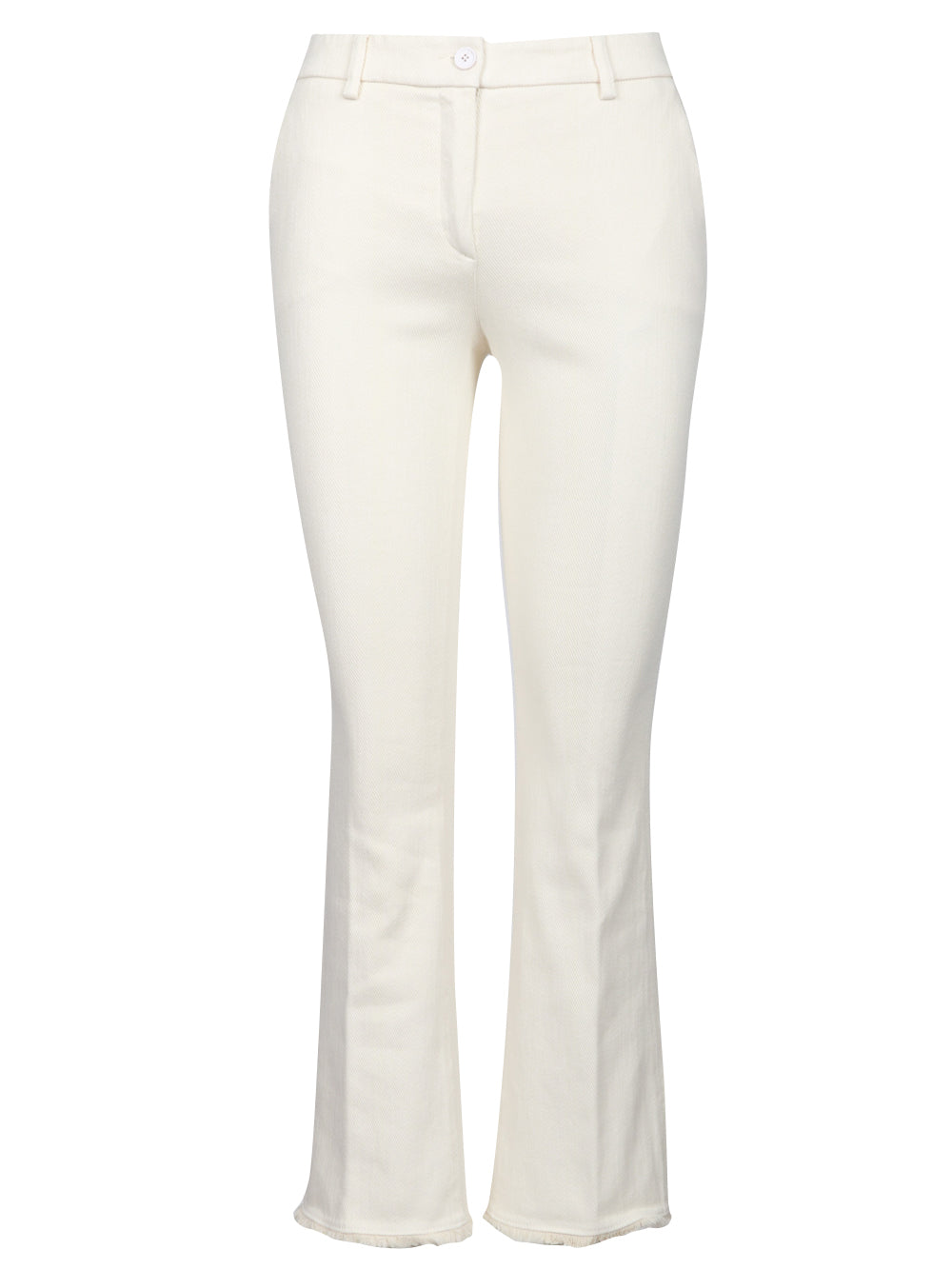 VIA MASINI 80 Pantaloni Corso Firenze T a Trombetta in Cotone Panna Panna