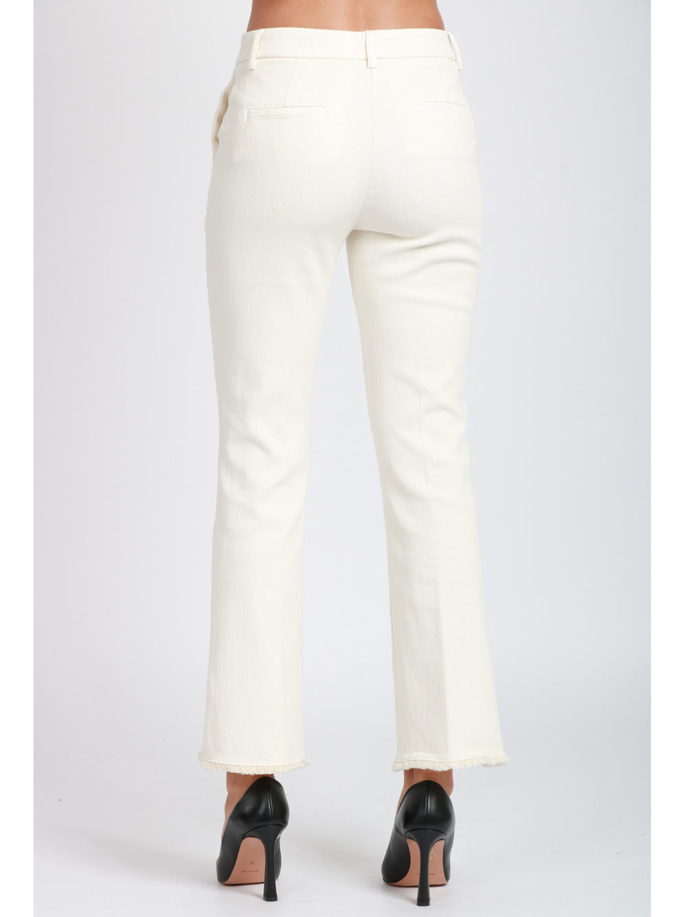 VIA MASINI 80 Pantaloni Corso Firenze T a Trombetta in Cotone Panna Panna