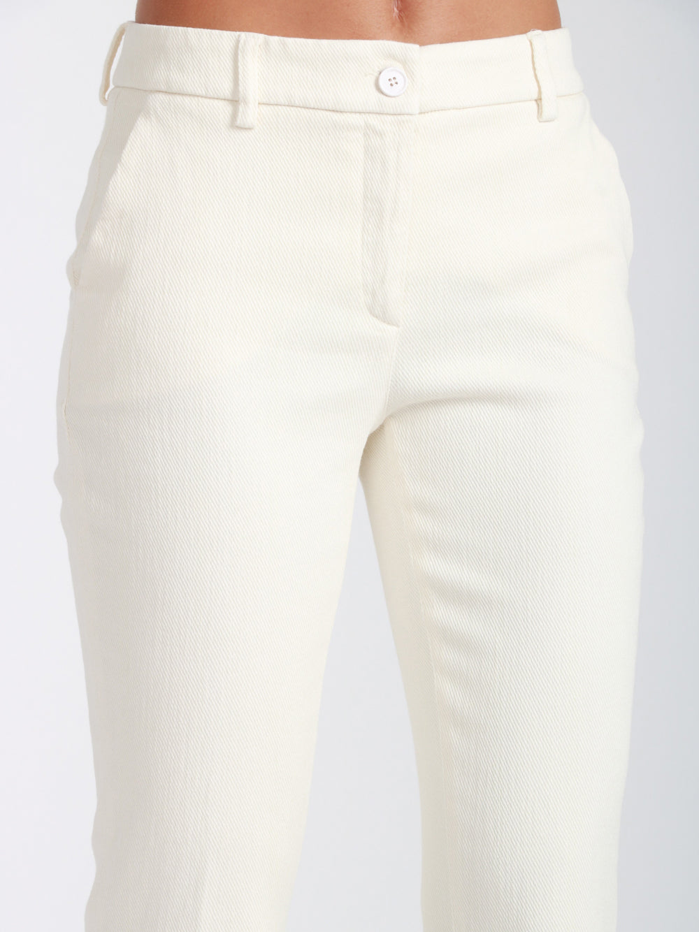 VIA MASINI 80 Pantaloni Corso Firenze T a Trombetta in Cotone Panna Panna