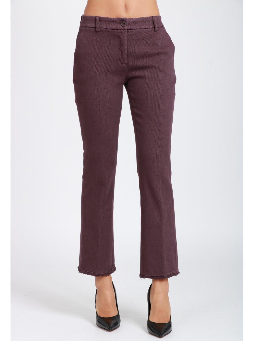 VIA MASINI 80 Pantaloni Corso Firenze T a Trombetta in Cotone Vinaccio Vino