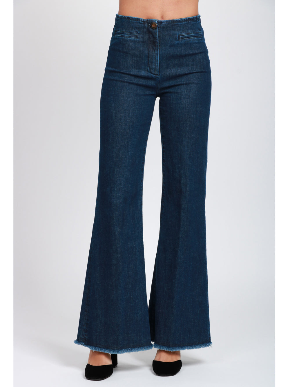 VIA MASINI 80 Jeans Via Conti a Zampa in Denim Blu Denim