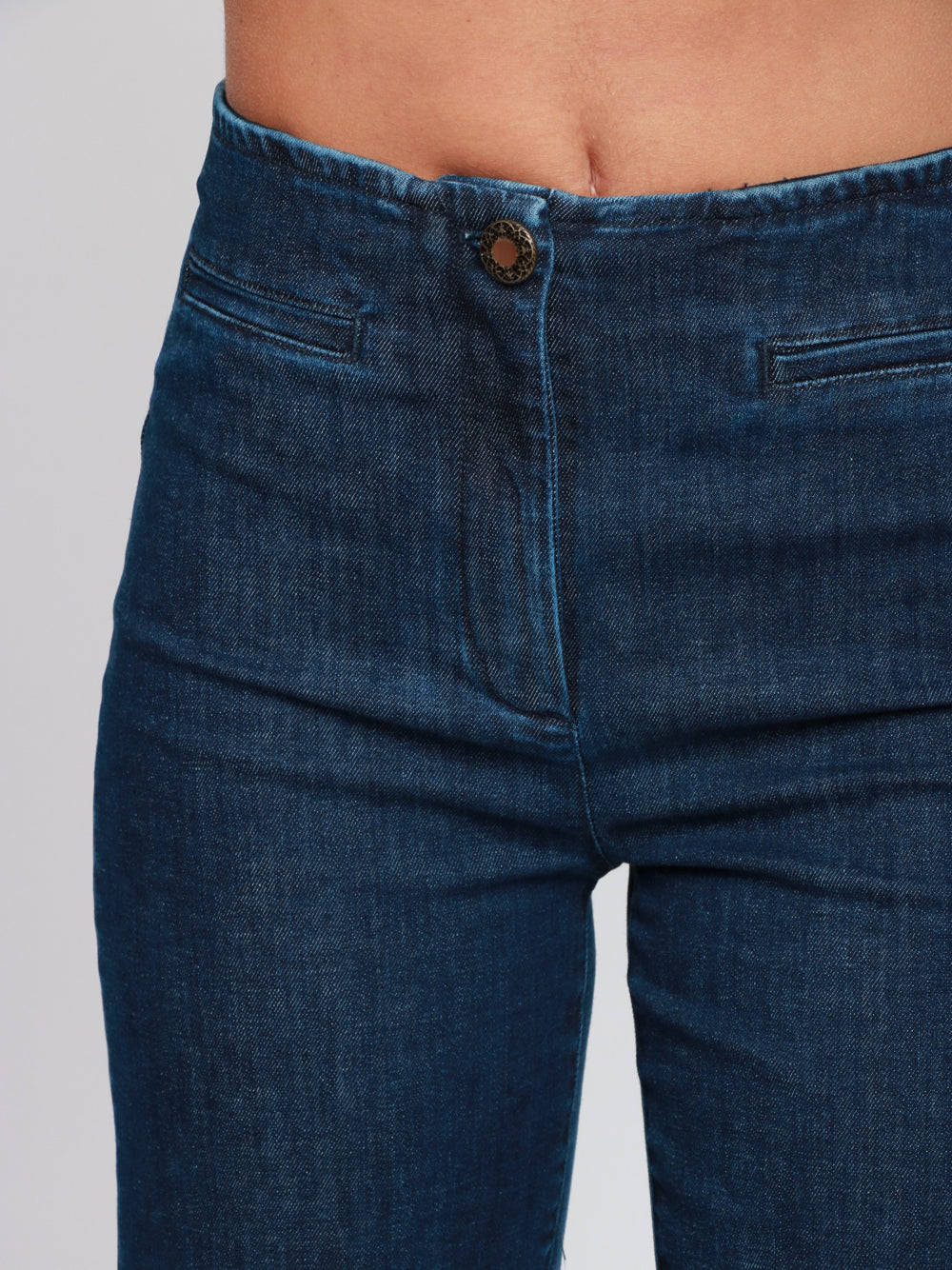 VIA MASINI 80 Jeans Via Conti a Zampa in Denim Blu Denim