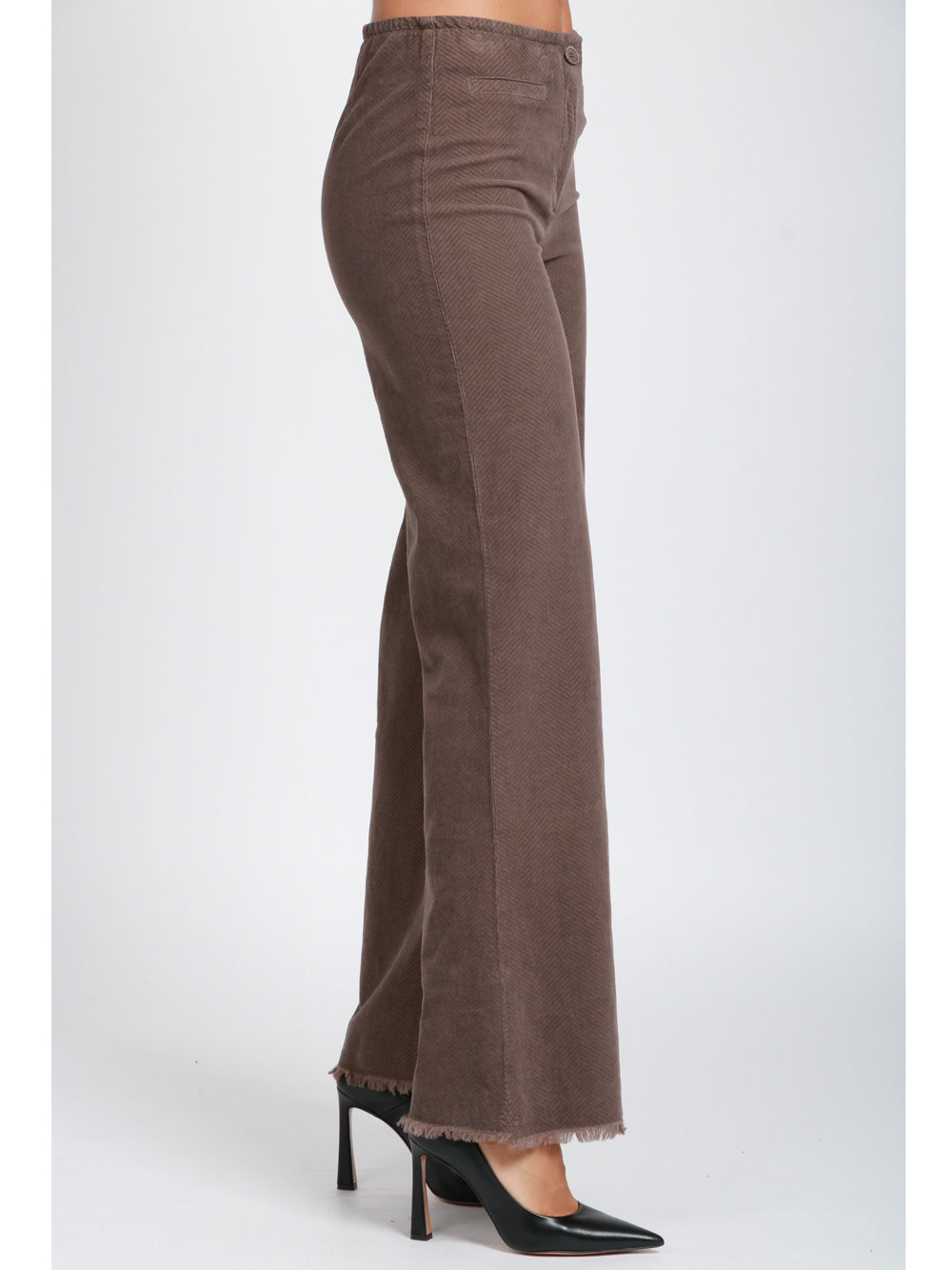 VIA MASINI 80 Pantaloni Via Conti Palazzo in Cotone Marrone Marrone