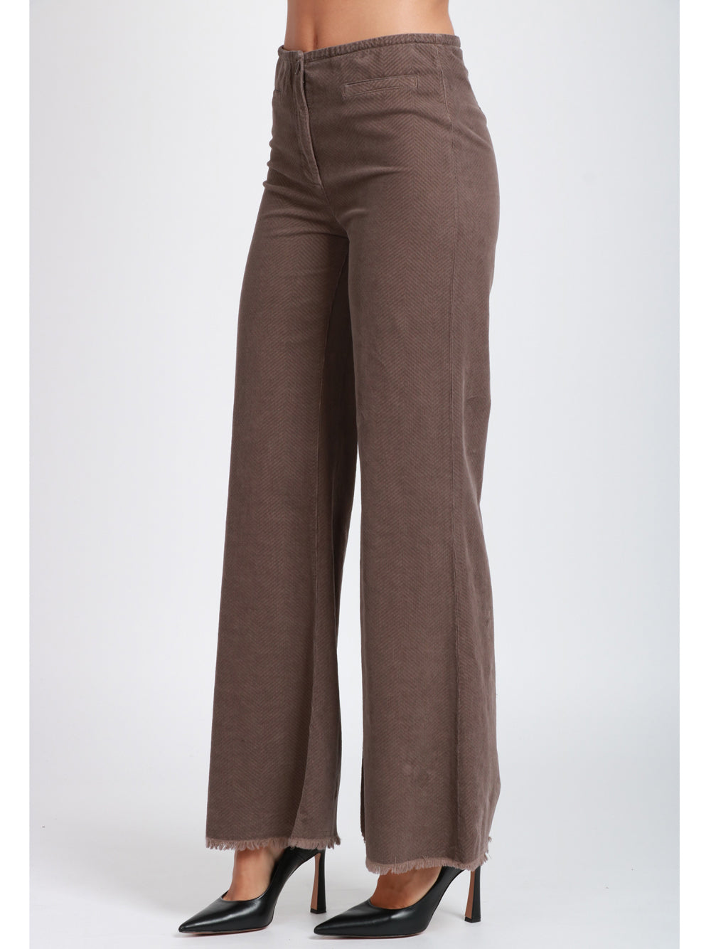 VIA MASINI 80 Pantaloni Via Conti Palazzo in Cotone Marrone Marrone