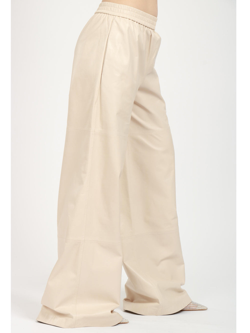 VIA MASINI 80 Pantaloni Via di Narni Palazzo in Suede Sabbia Burro