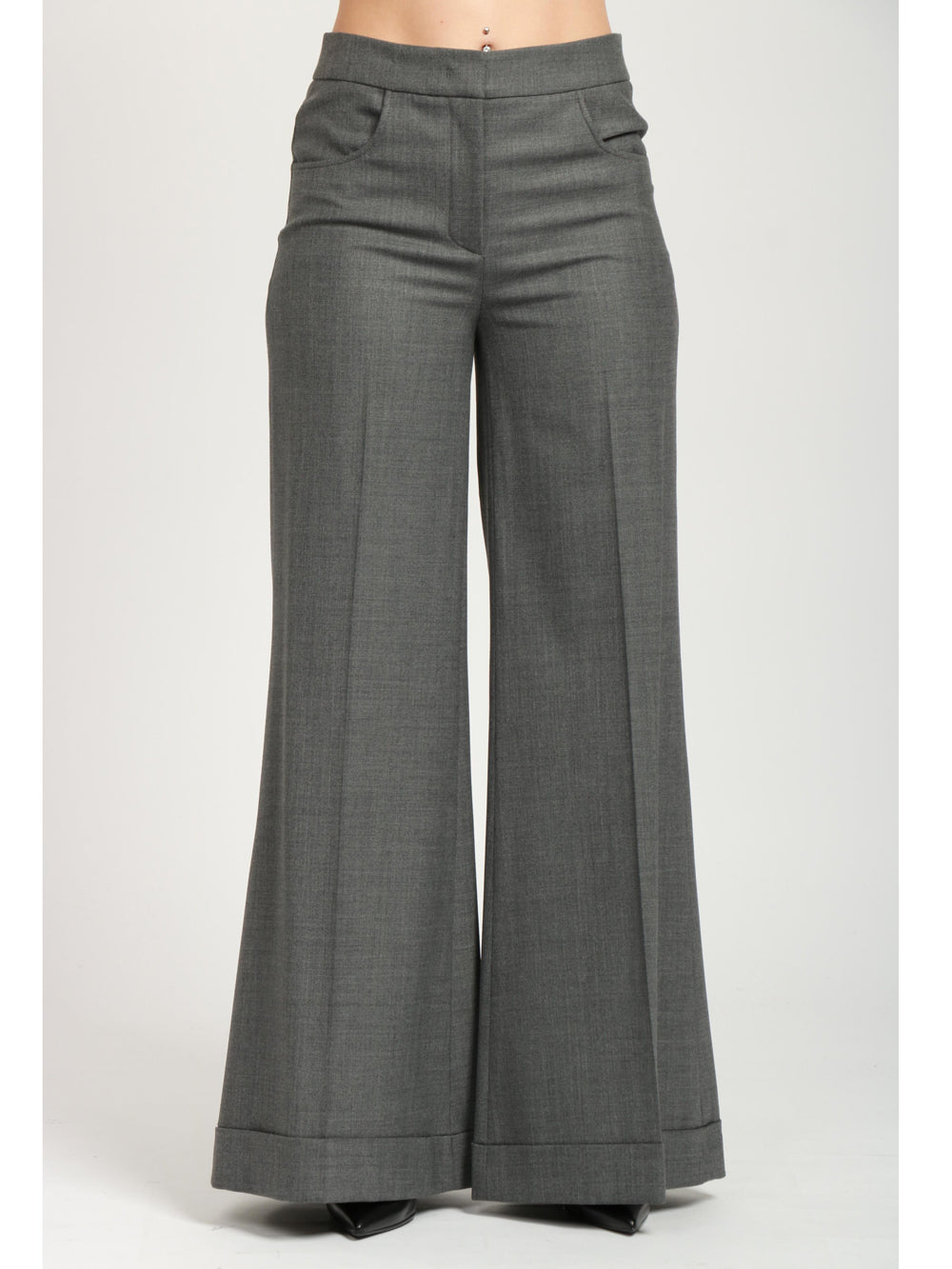 VIA MASINI 80 Pantaloni Via Mascagni in Fresco di Lana Grigi Grigio