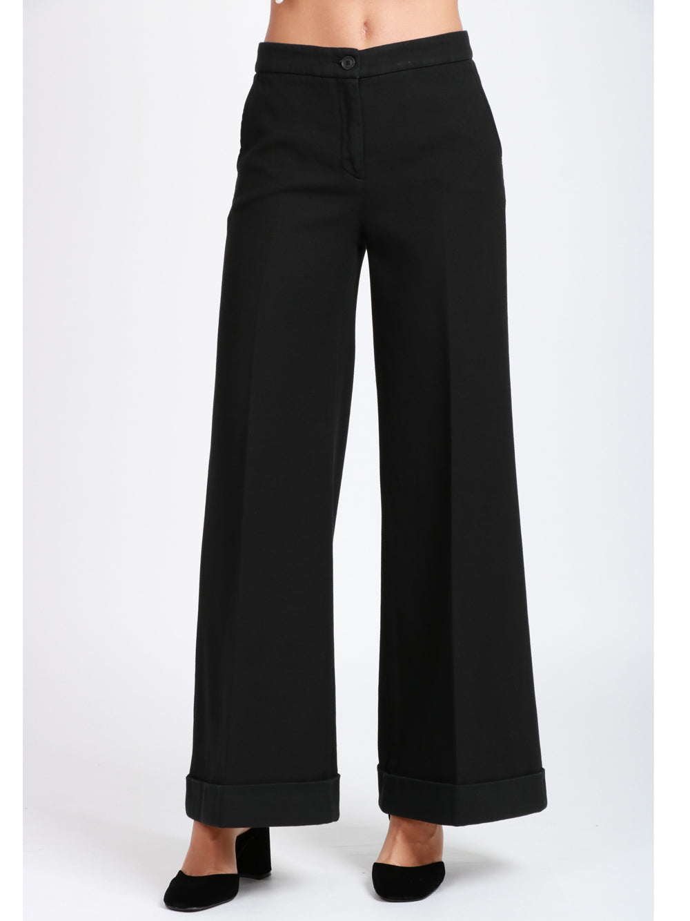 VIA MASINI 80 Pantaloni Via Mascagni Palazzo in Cotone Neri Nero