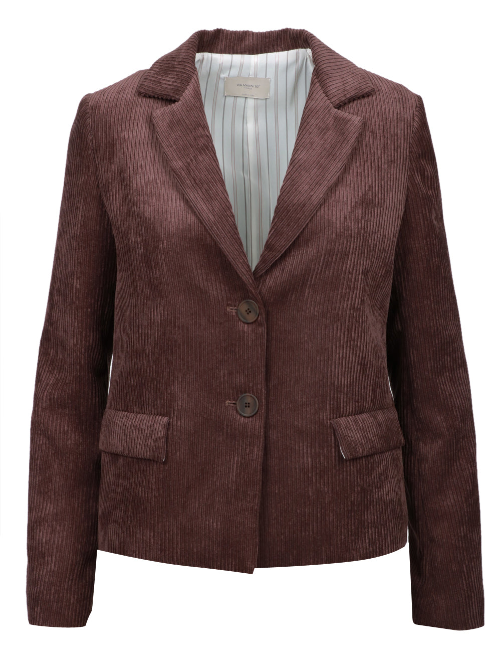 VIA MASINI 80 Giacca Via Verdi Monopetto in Velluto a Costine Marrone Marrone