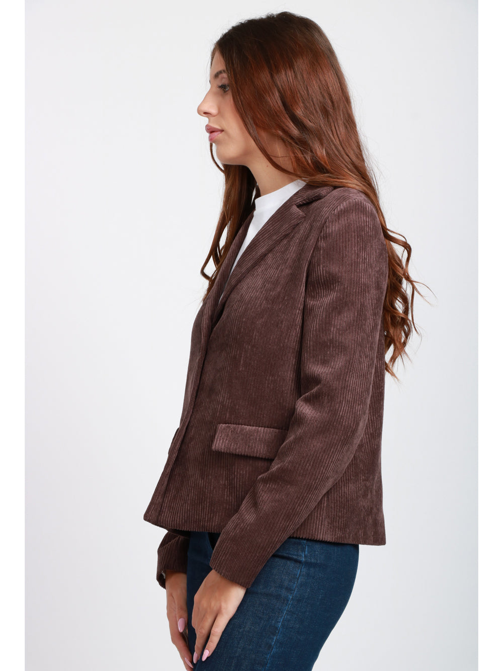 VIA MASINI 80 Giacca Via Verdi Monopetto in Velluto a Costine Marrone Marrone