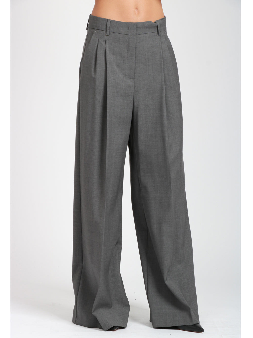 WEEKEND MAX MARA Pantaloni Adelfi in Lana Stretch Grigi Grigio