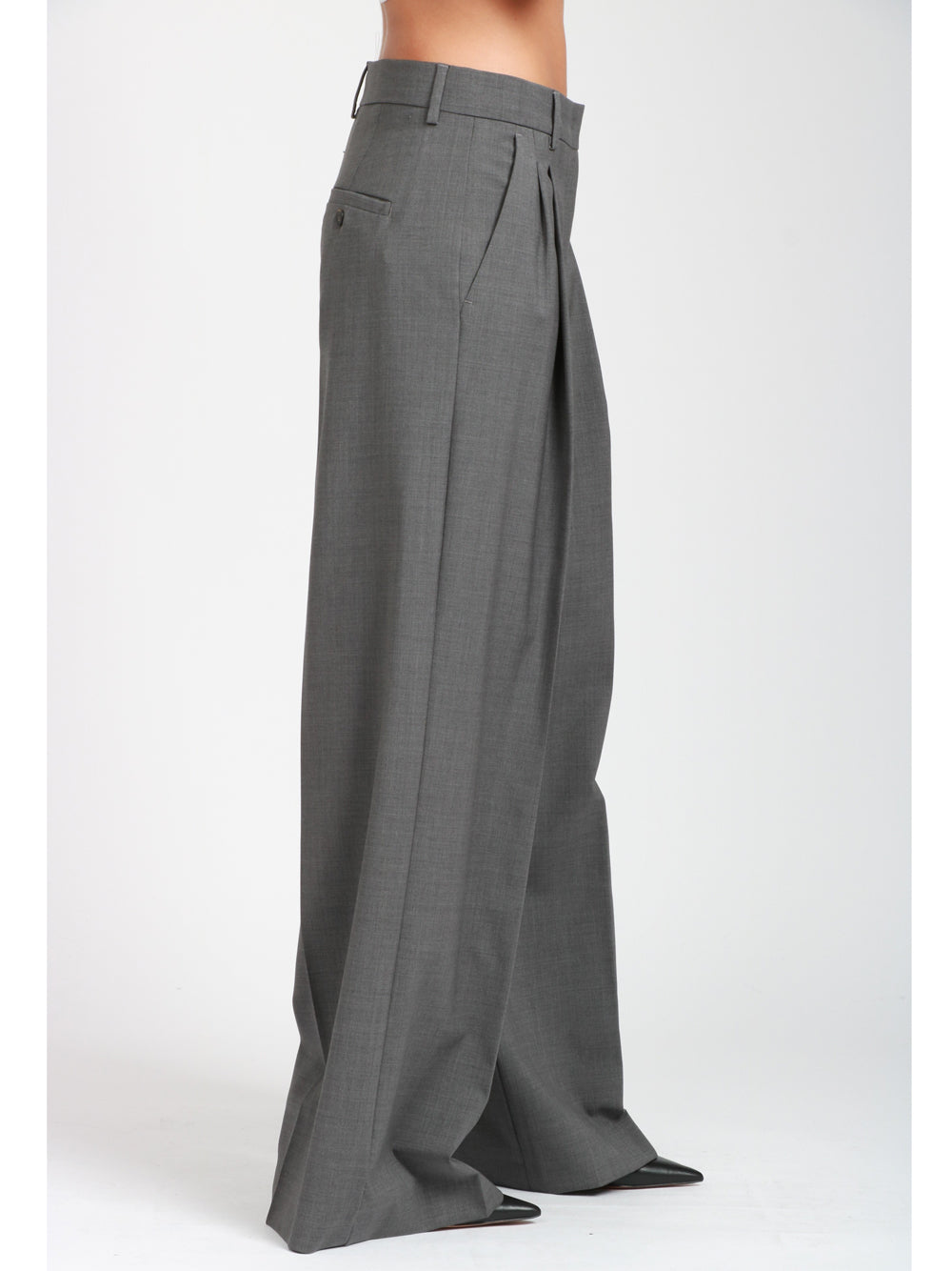 WEEKEND MAX MARA Pantaloni Adelfi in Lana Stretch Grigi Grigio