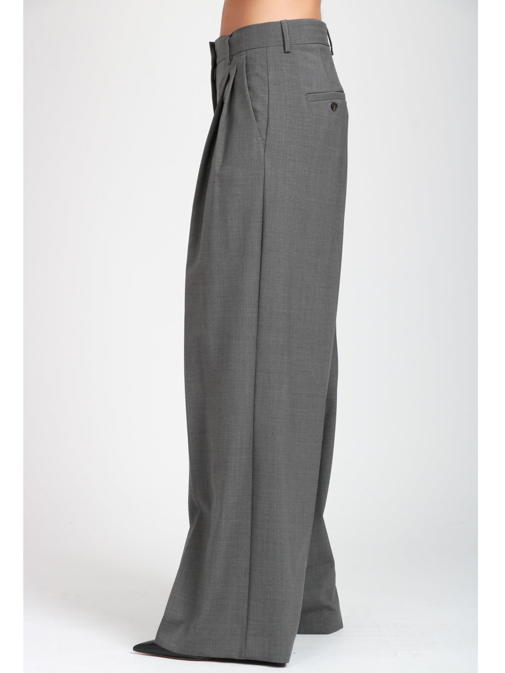 WEEKEND MAX MARA Pantaloni Adelfi in Lana Stretch Grigi Grigio