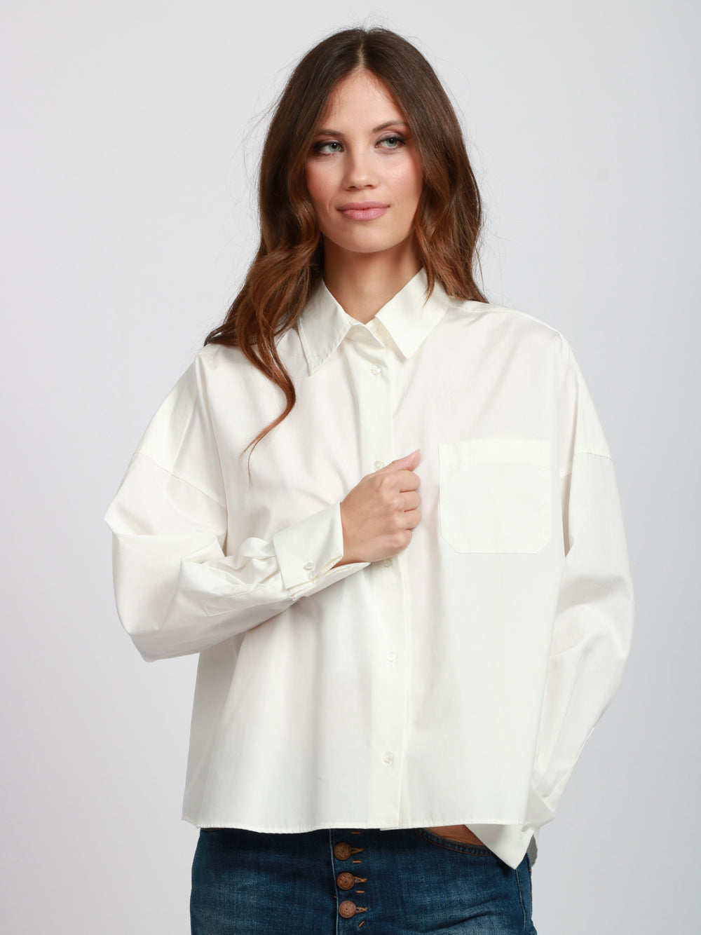 WEEKEND MAX MARA Camicia Arturo in Popeline Bianca Over Bianco latte