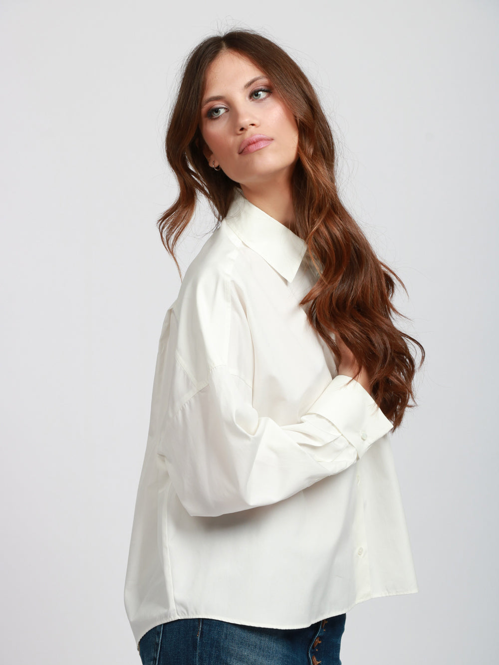 WEEKEND MAX MARA Camicia Arturo in Popeline Bianca Over Bianco latte