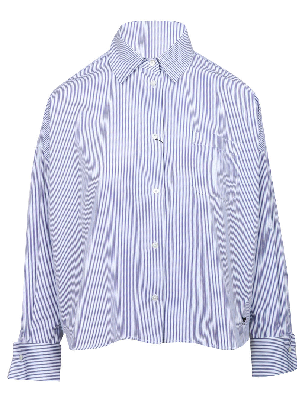 WEEKEND MAX MARA Camicia Arturo in Popeline di Cotone a Righe Celeste e Bianca Blu/bianco