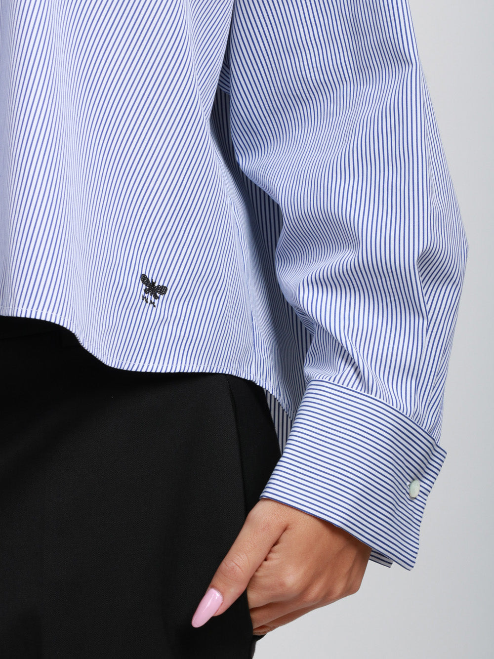 WEEKEND MAX MARA Camicia Arturo in Popeline di Cotone a Righe Celeste e Bianca Blu/bianco