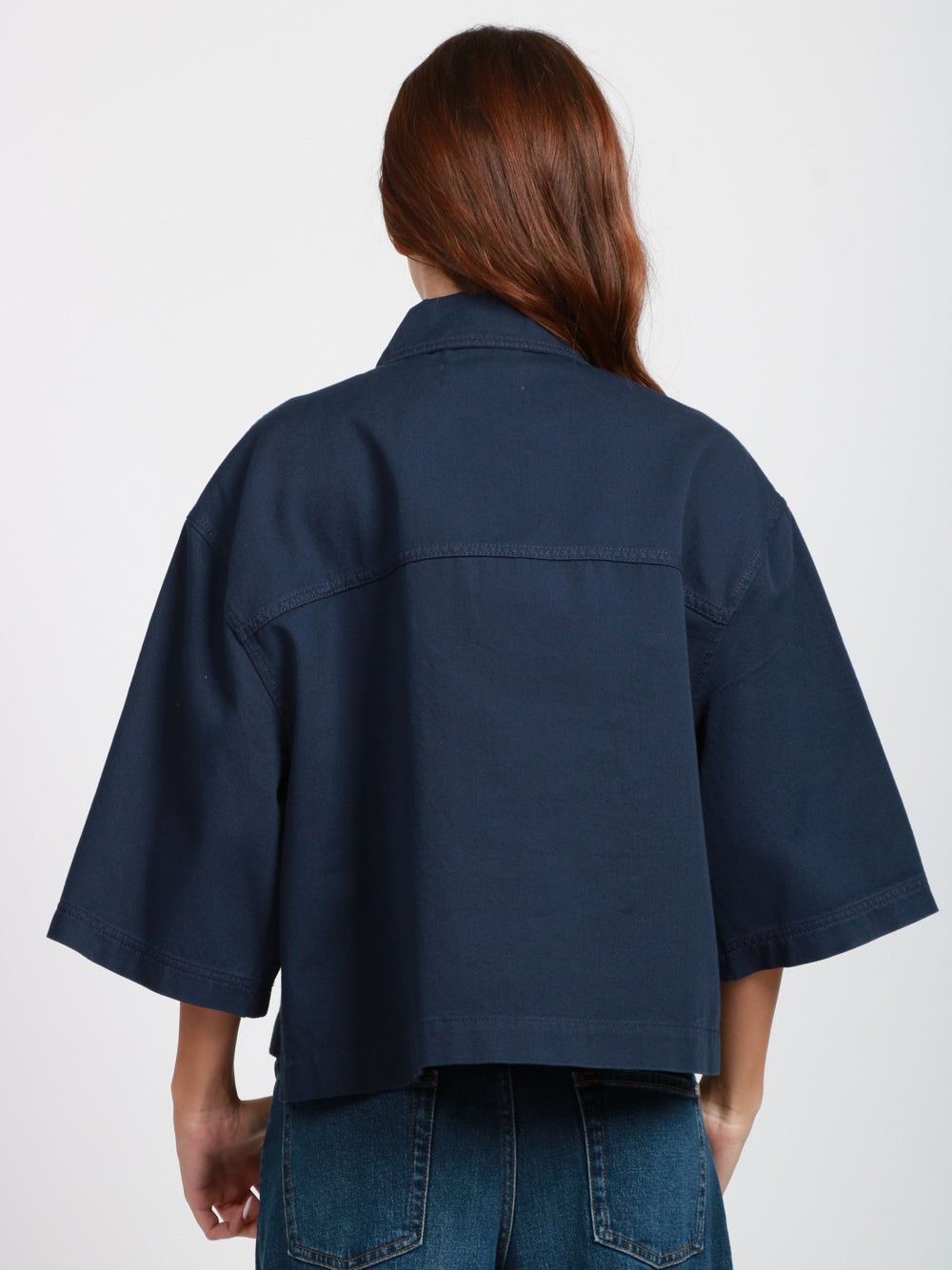 WEEKEND MAX MARA Giacca Assuan in Cotone Blu con Patch Blu