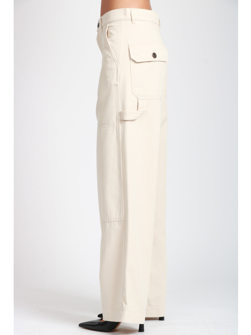 WEEKEND MAX MARA Pantaloni Caronte Cargo in Drill di Cotone Ecru Ecru