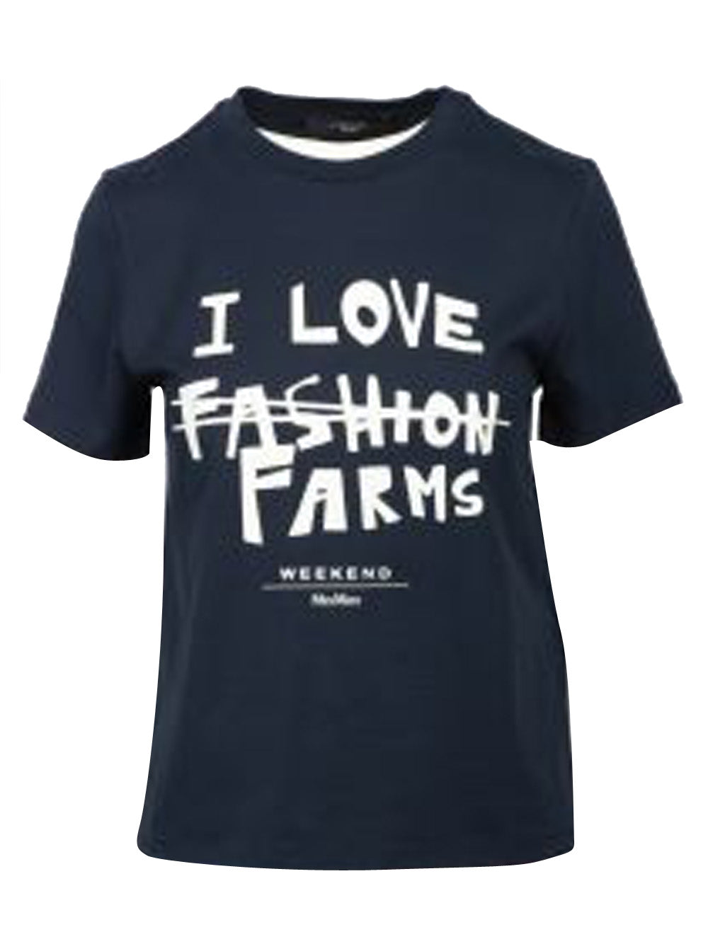WEEKEND MAX MARA T-Shirt Clown Girocollo in Cotone Blu con Scritta Blu/bianco