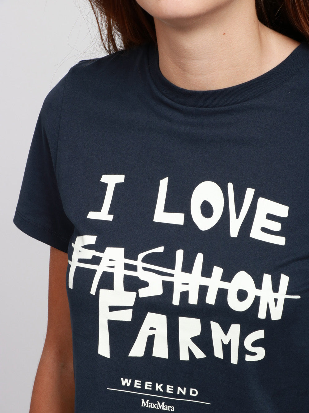 WEEKEND MAX MARA T-Shirt Clown Girocollo in Cotone Blu con Scritta Blu/bianco