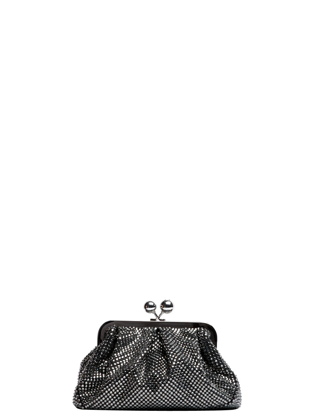 WEEKEND MAX MARA Borsa Pochette Emy Pasticcino Piccola in Raso Nera con Srass Nero