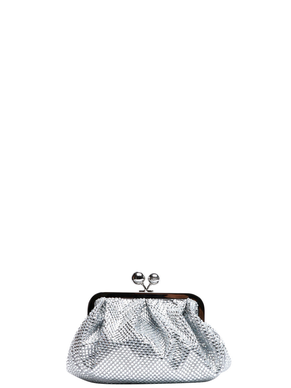 WEEKEND MAX MARA Borsa Pochette Emy Pasticcino Piccola in Raso Argento con Srass Silver