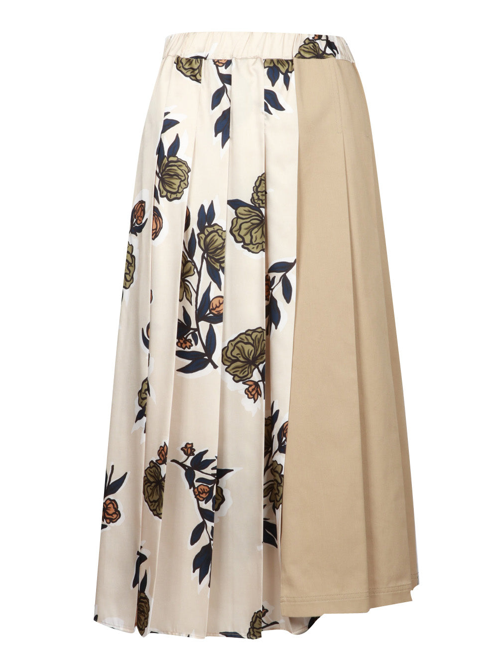 WEEKEND MAX MARA Gonna Etra a Pieghe in Twill Beige a Fantasia Beige+color