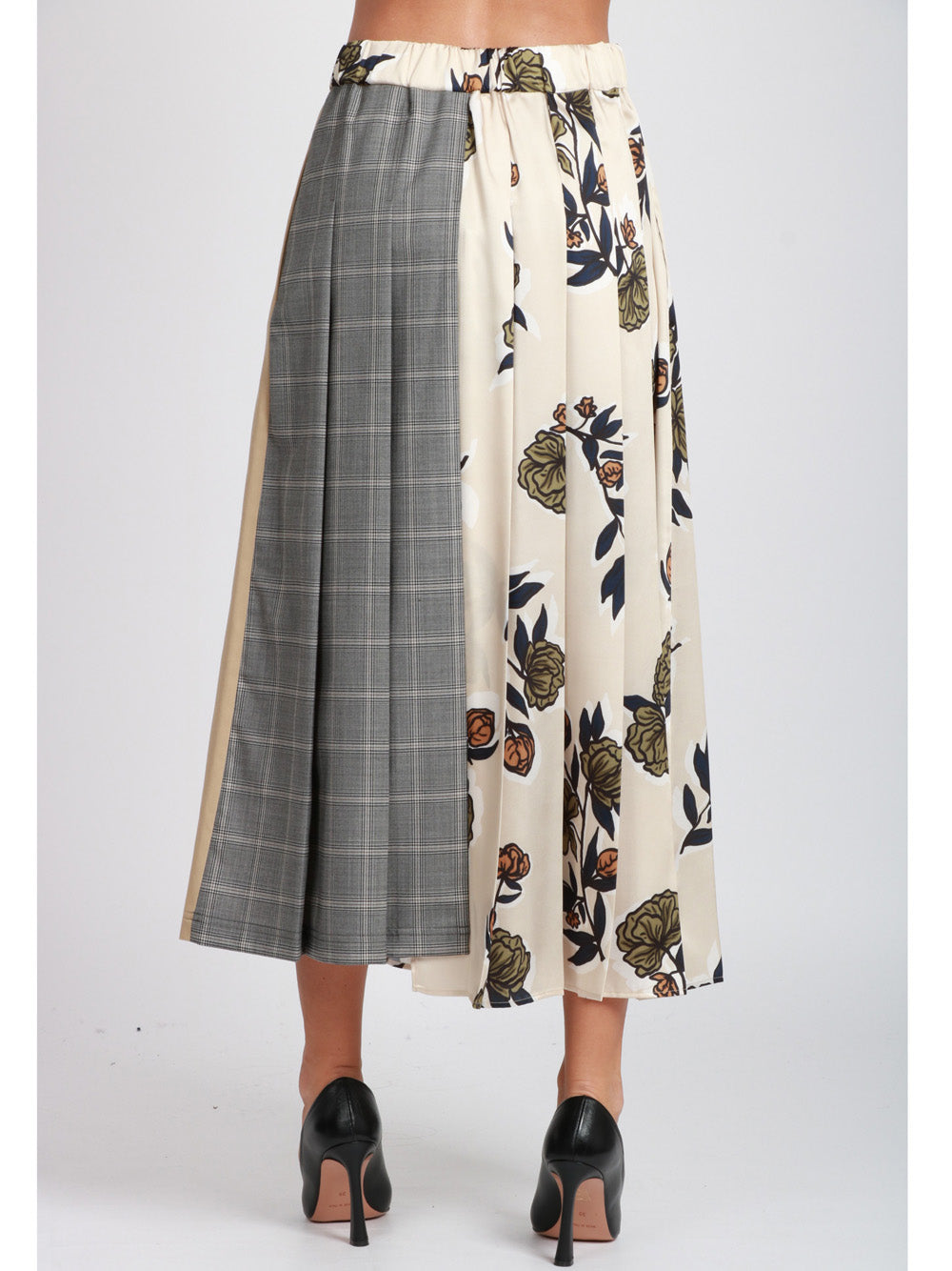 WEEKEND MAX MARA Gonna Etra a Pieghe in Twill Beige a Fantasia Beige+color