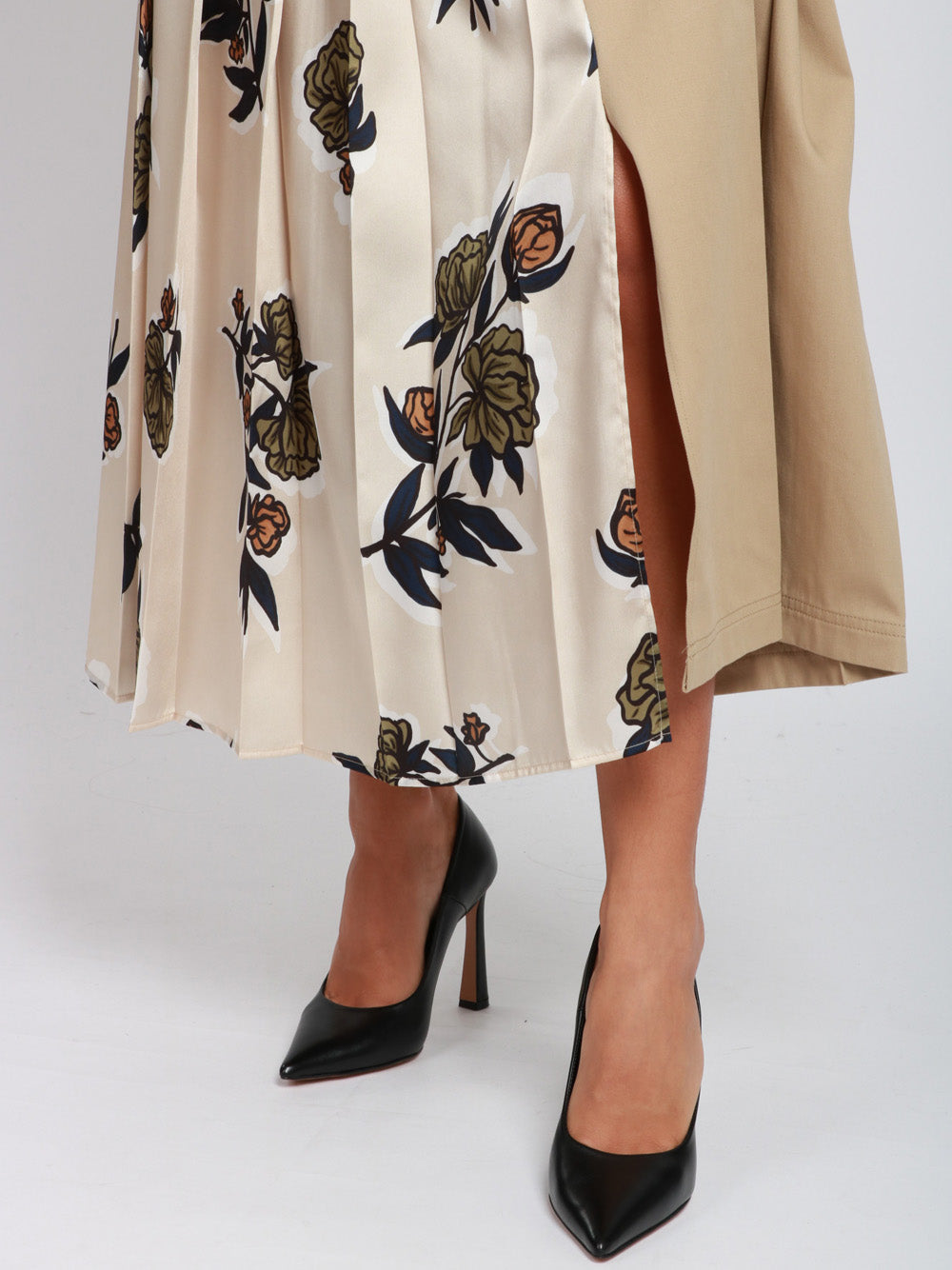 WEEKEND MAX MARA Gonna Etra a Pieghe in Twill Beige a Fantasia Beige+color