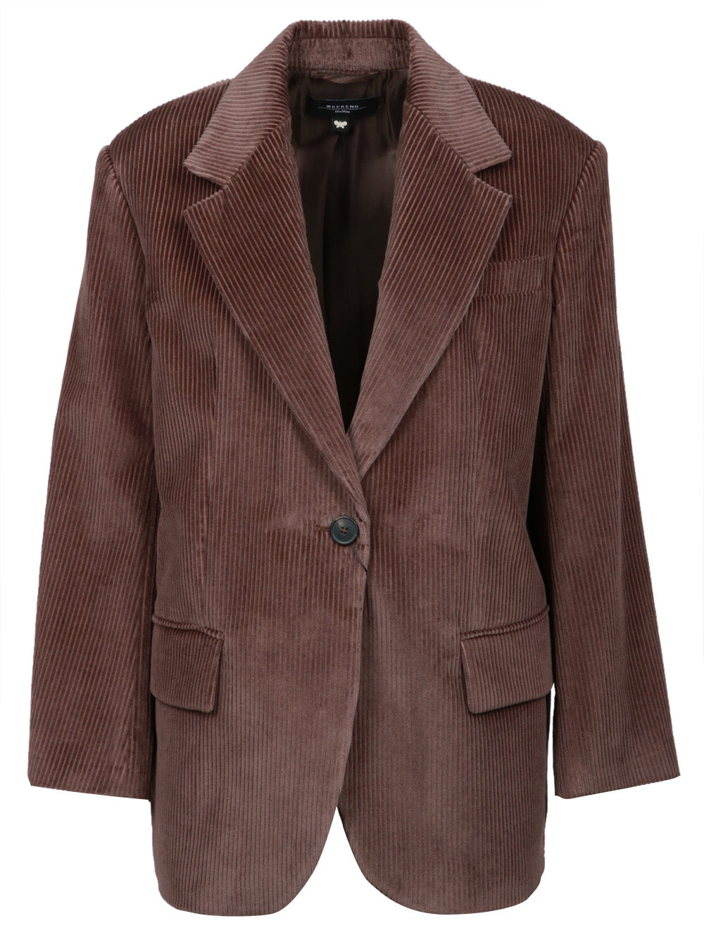 WEEKEND MAX MARA Giacca Formia Monopetto in Velluto a Coste Marrone Testa di moro