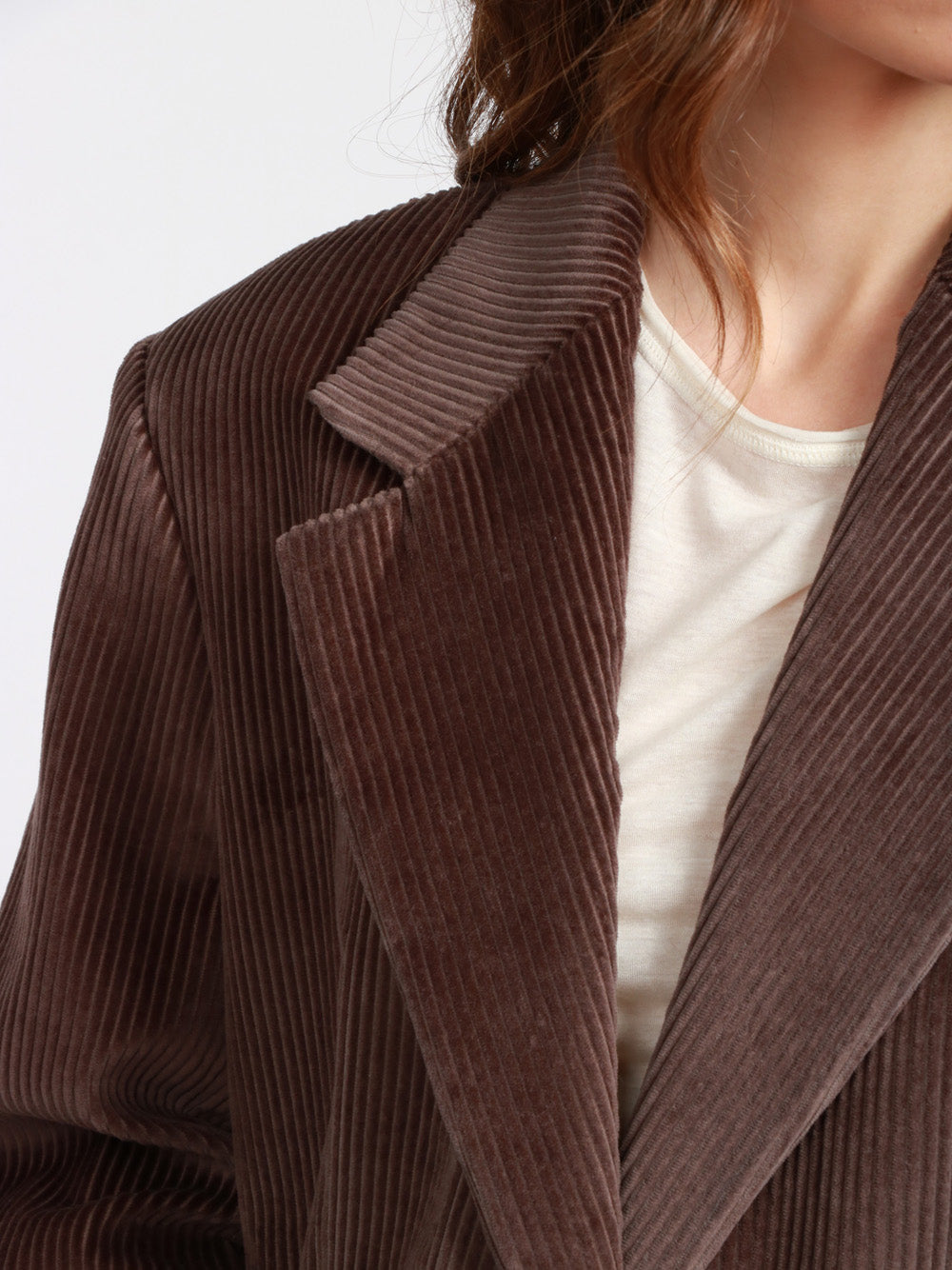 WEEKEND MAX MARA Giacca Formia Monopetto in Velluto a Coste Marrone Testa di moro